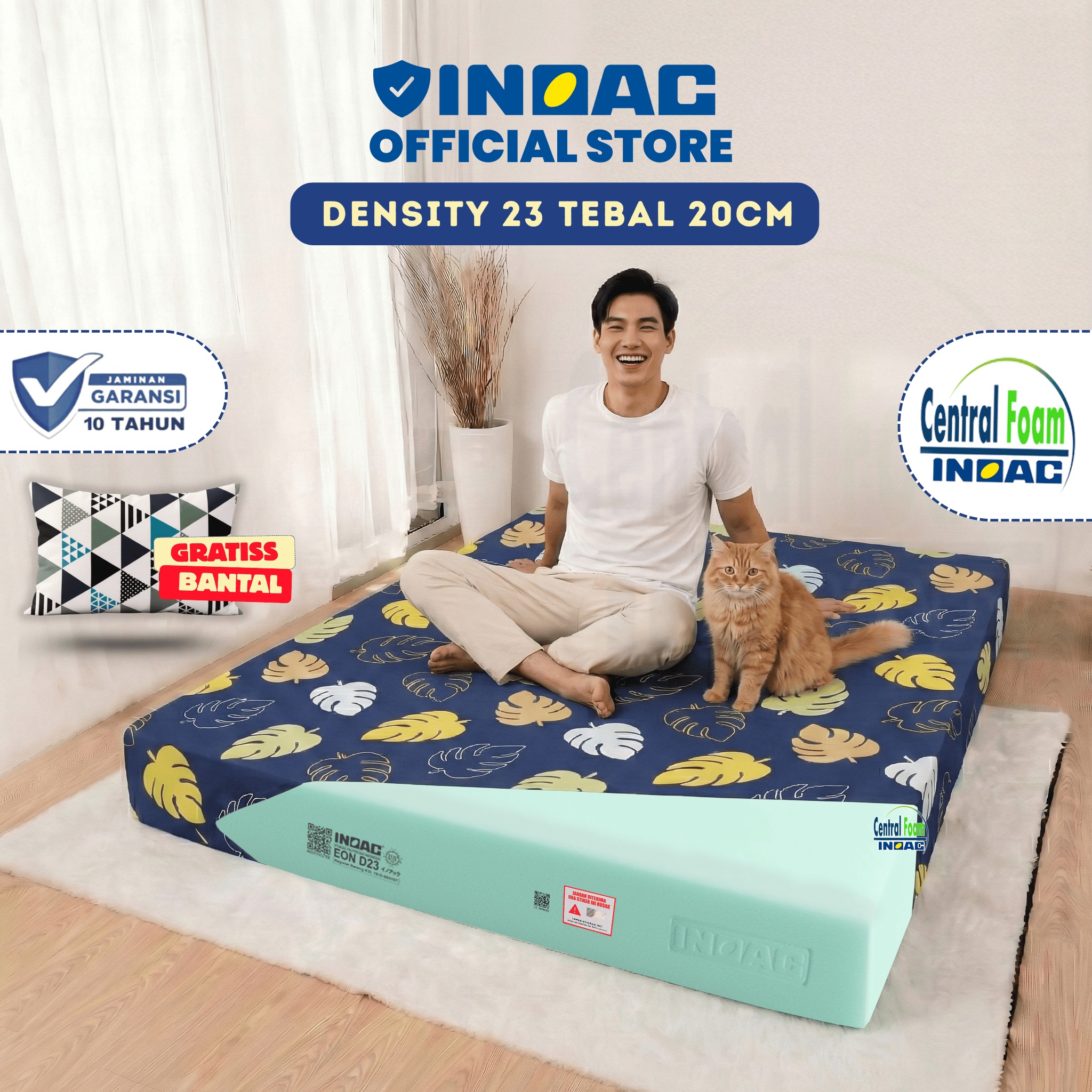 kasur busa inoac untuk tiktok tebal 20cm v2 - central - 001